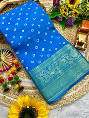 Beautiful Cotton Silk Kanjivaram Bandhani Saree