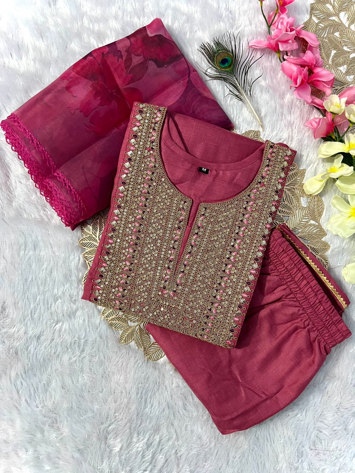 Beautiful Girlish Designer Kurti Pent Dupatta Set