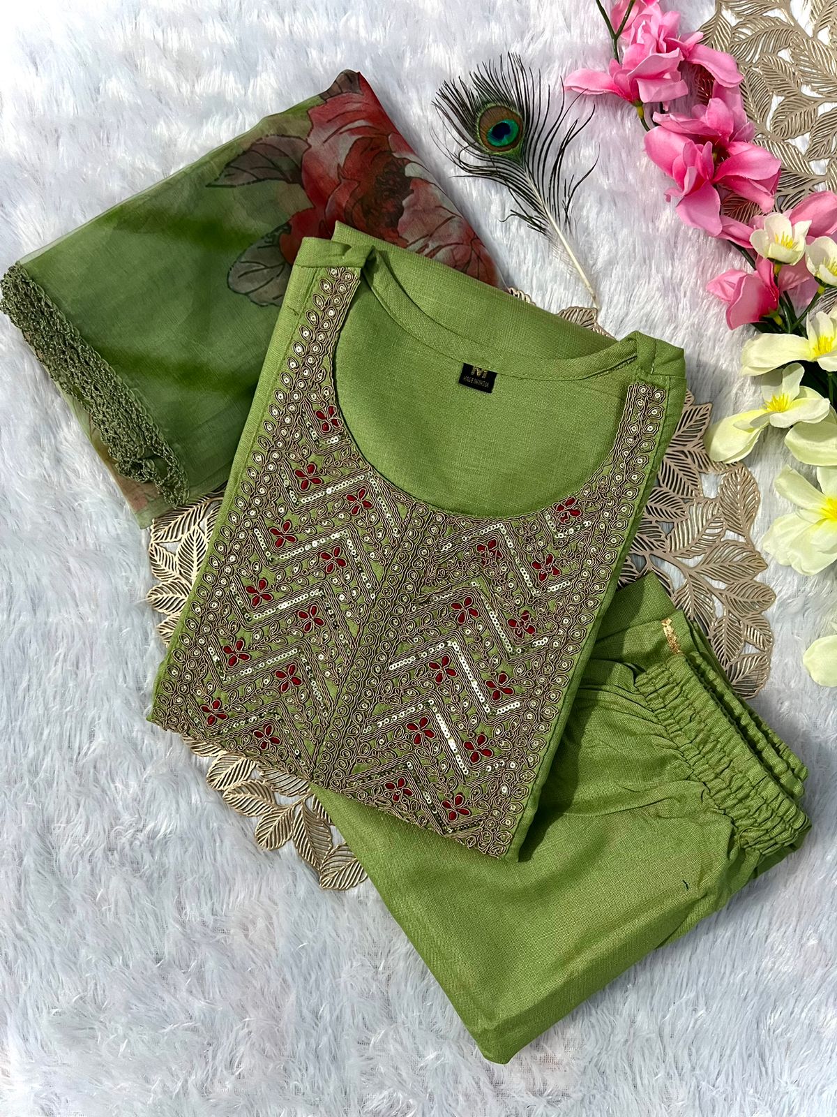 Beautiful Girlish Designer Kurti Pent Dupatta Set