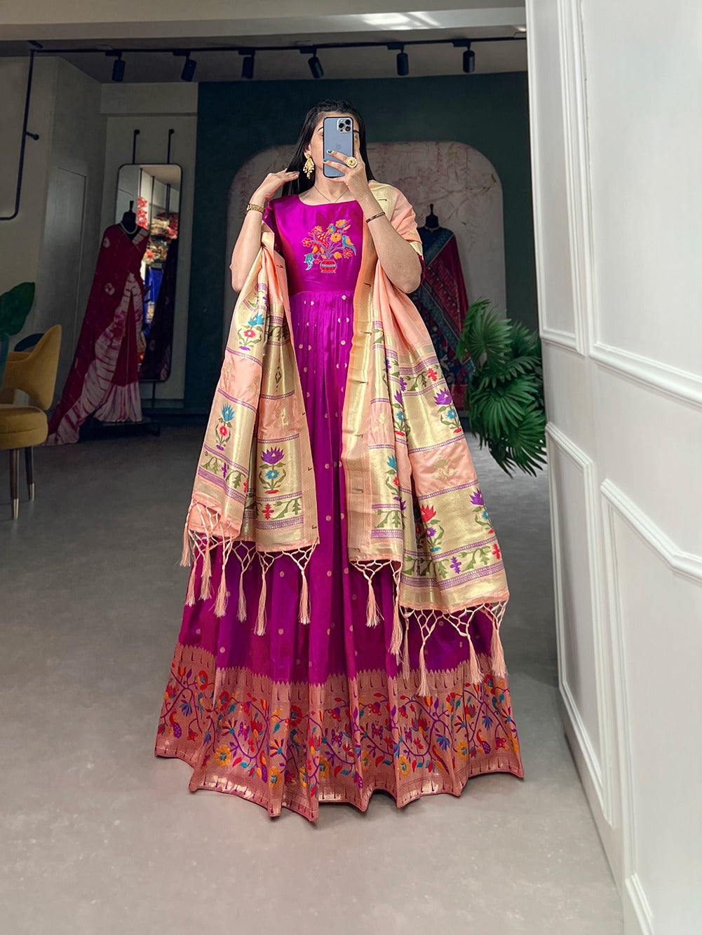 Beautiful Georgette Patithani Silk Gown