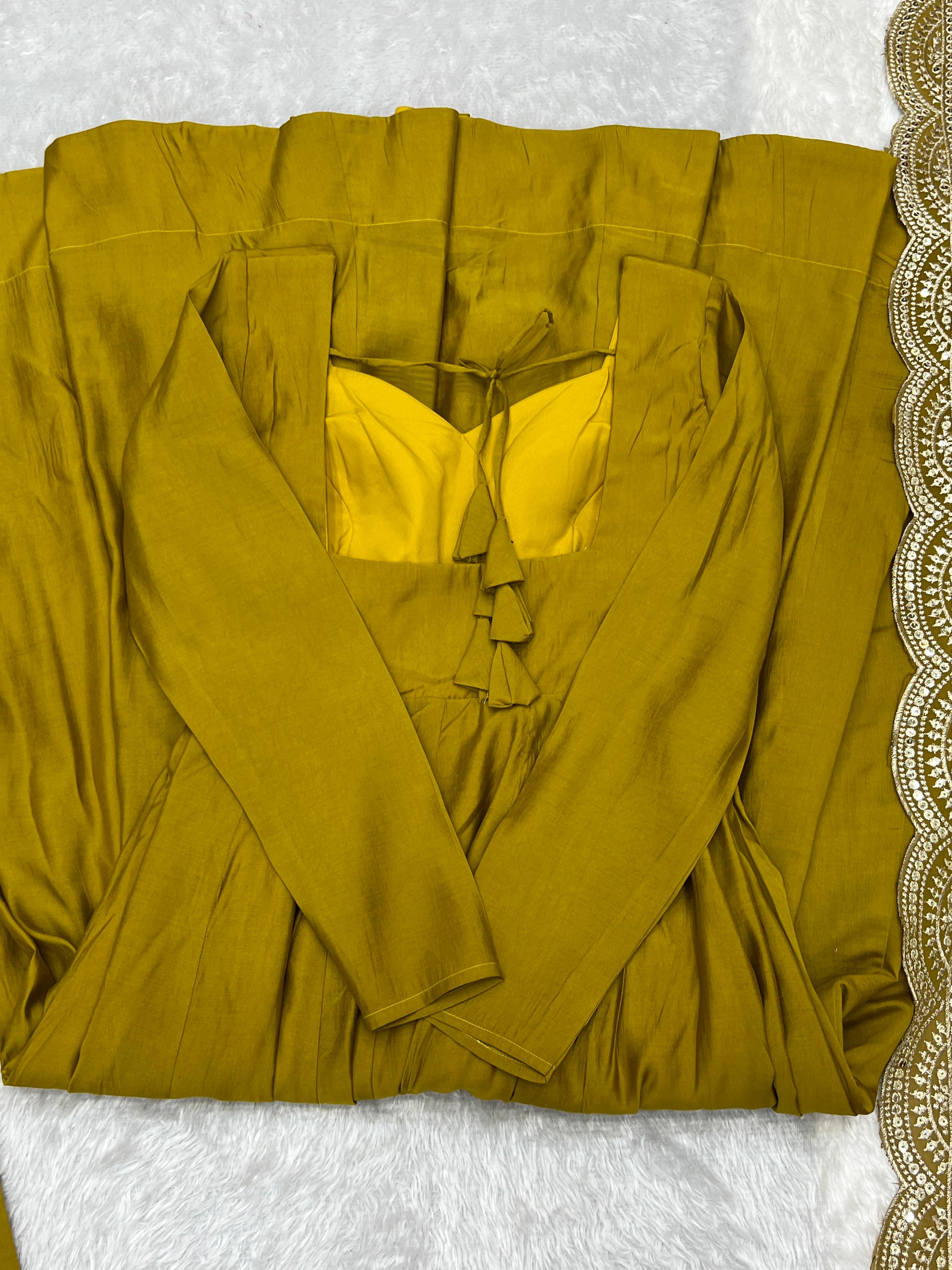 Sunshine Mustard Yellow Ready To Wear Anarkali Gown