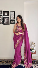 Designer vichitra Silk Work Saree