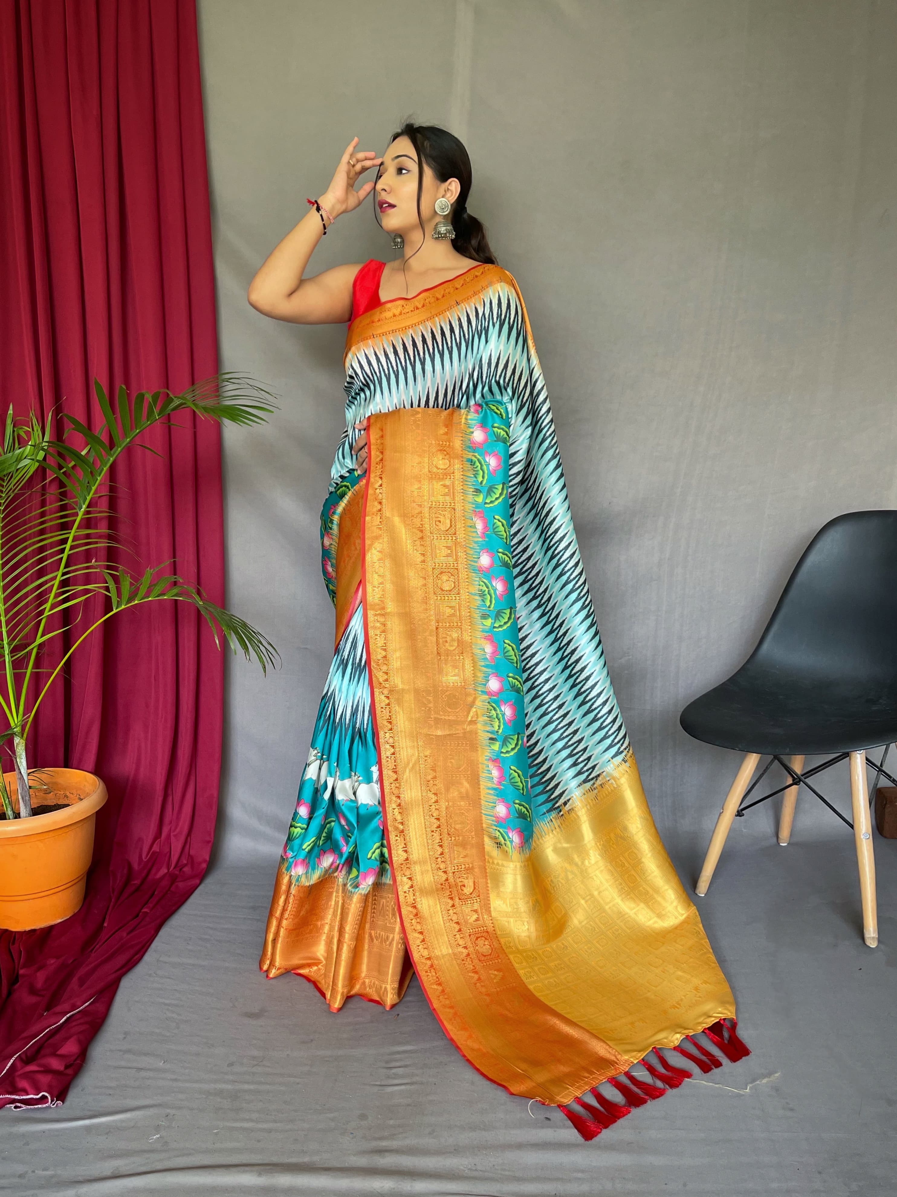 Pure Kanchipuram Printed Work Saree