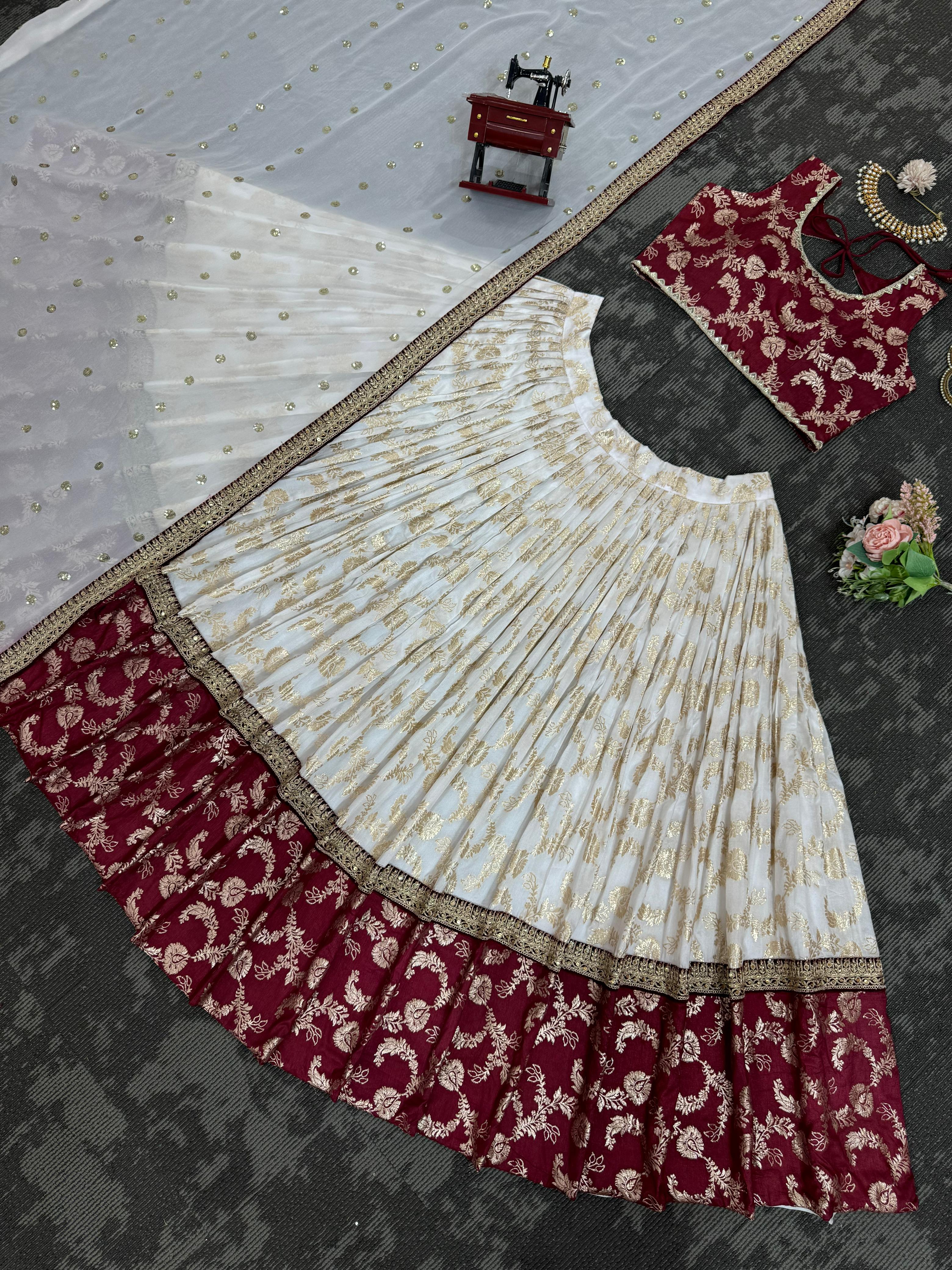 Beautiful Jacquard Coding With Sequence Work Lehenga Choli