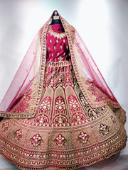 Bridal Special Multi Colored Velvet Diamond Work Lehenga Choli