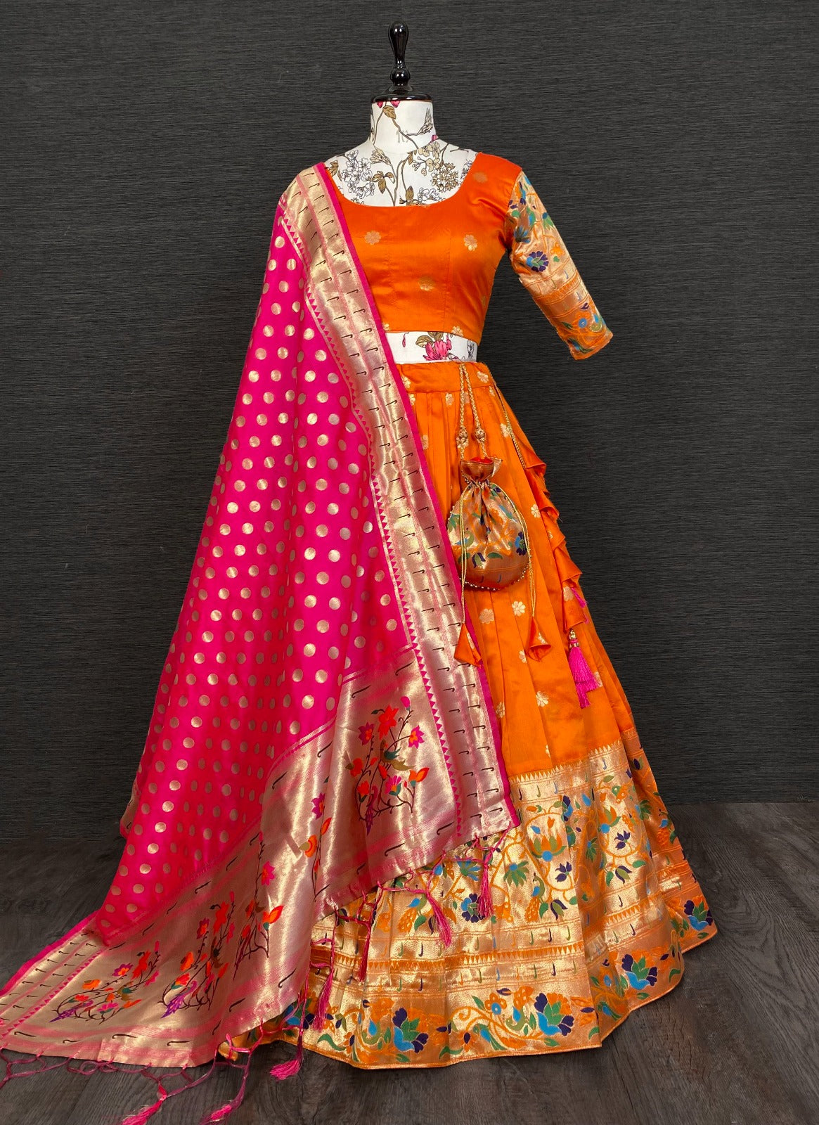 Attractive Silk Paithani Work Lehenga Choli