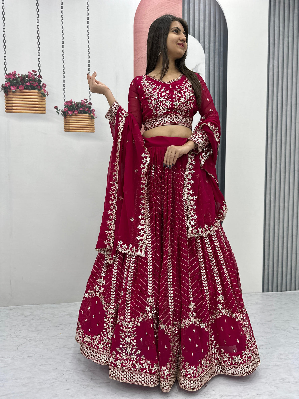 Beautiful Georgette Embroidery Sequence Work Lehenga Choli