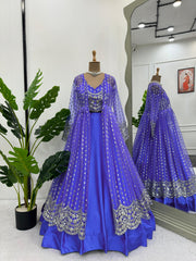 Beautiful Festival Wear Lavender Indo Western Lehenga Choli