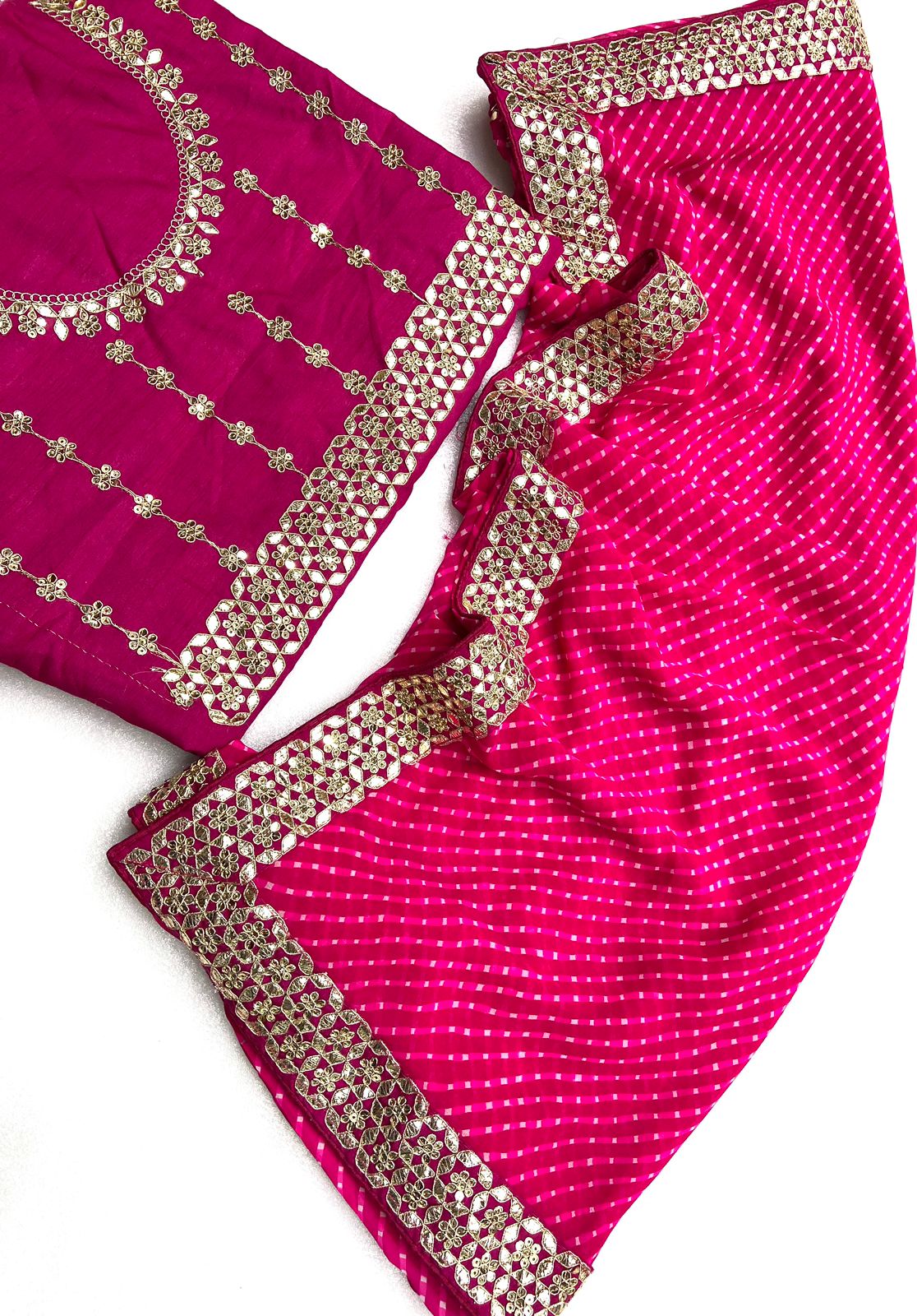 Lovable Pink Color Georgette Gota And Sequence Work Saree