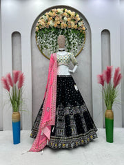 Stunning Black Sequence with Zari Embroidery Work Lehenga Choli