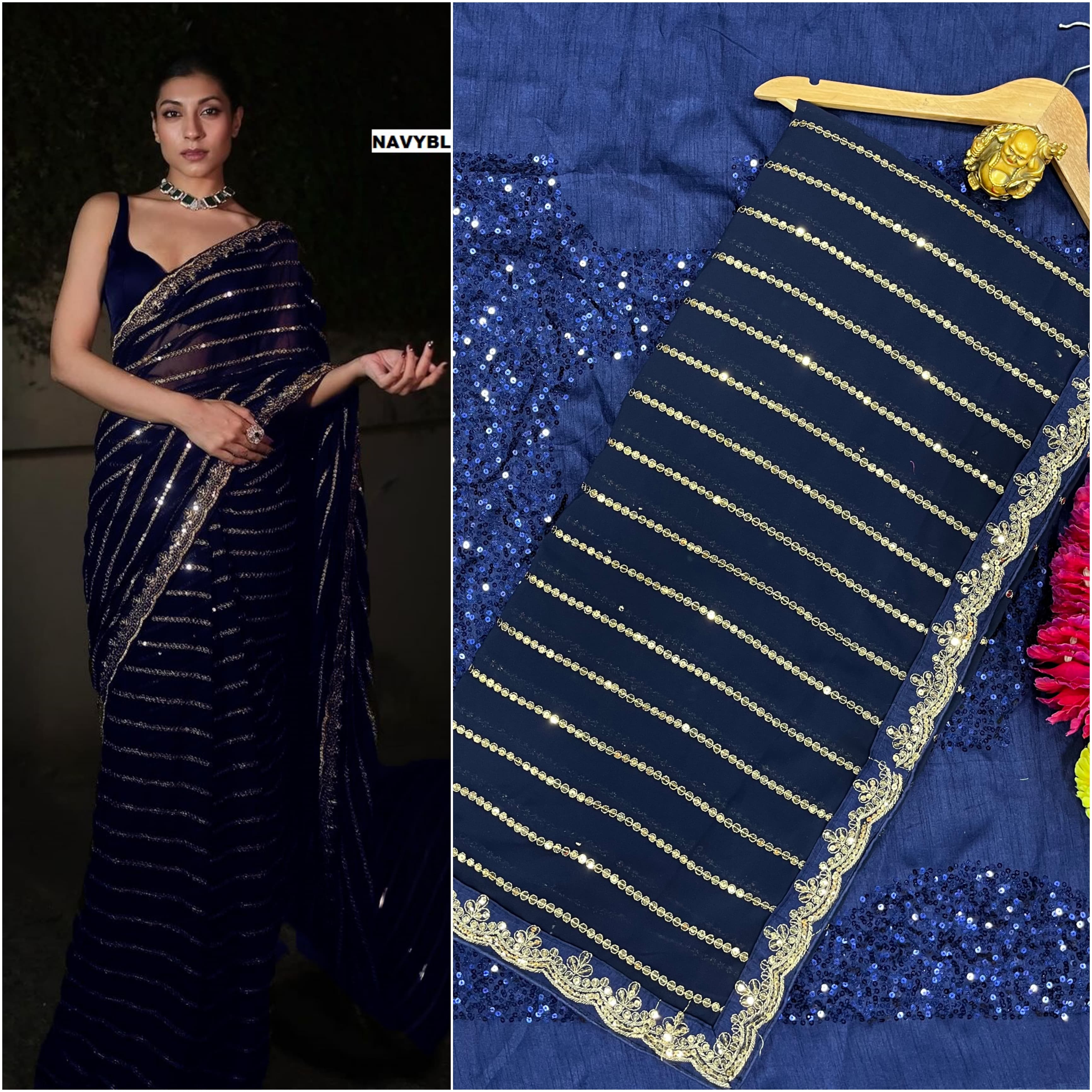 Bollywood Blockbuster Partywear Georgette With Sequence & Embroidery Work Saree