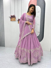 Party-wear Georgette Embroidery Sequence Work Lehenga Choli