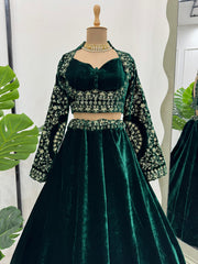 Trending Pure Viscose velvet Thread With Sequence Work Lehenga Choli