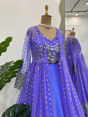 Beautiful Festival Wear Lavender Indo Western Lehenga Choli