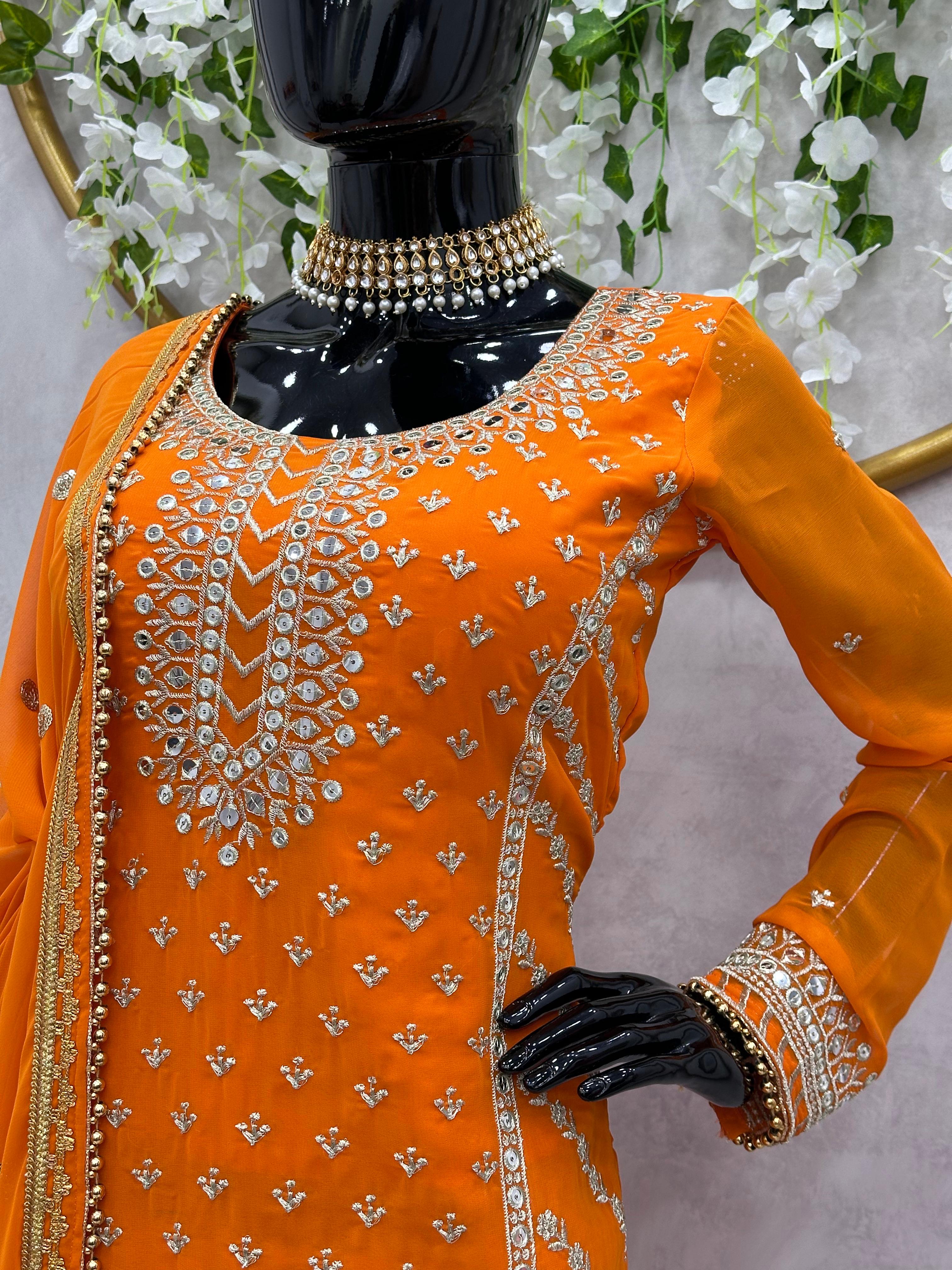 Beautiful Designer Georgette Thread With Sequence Work Sharara