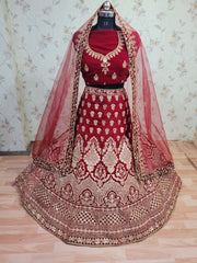 Gorgeous Designer Diamond Cut Work Velvet Lehenga Choli