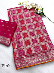 Heavy Viscose Bandhej Weaving Work Saree