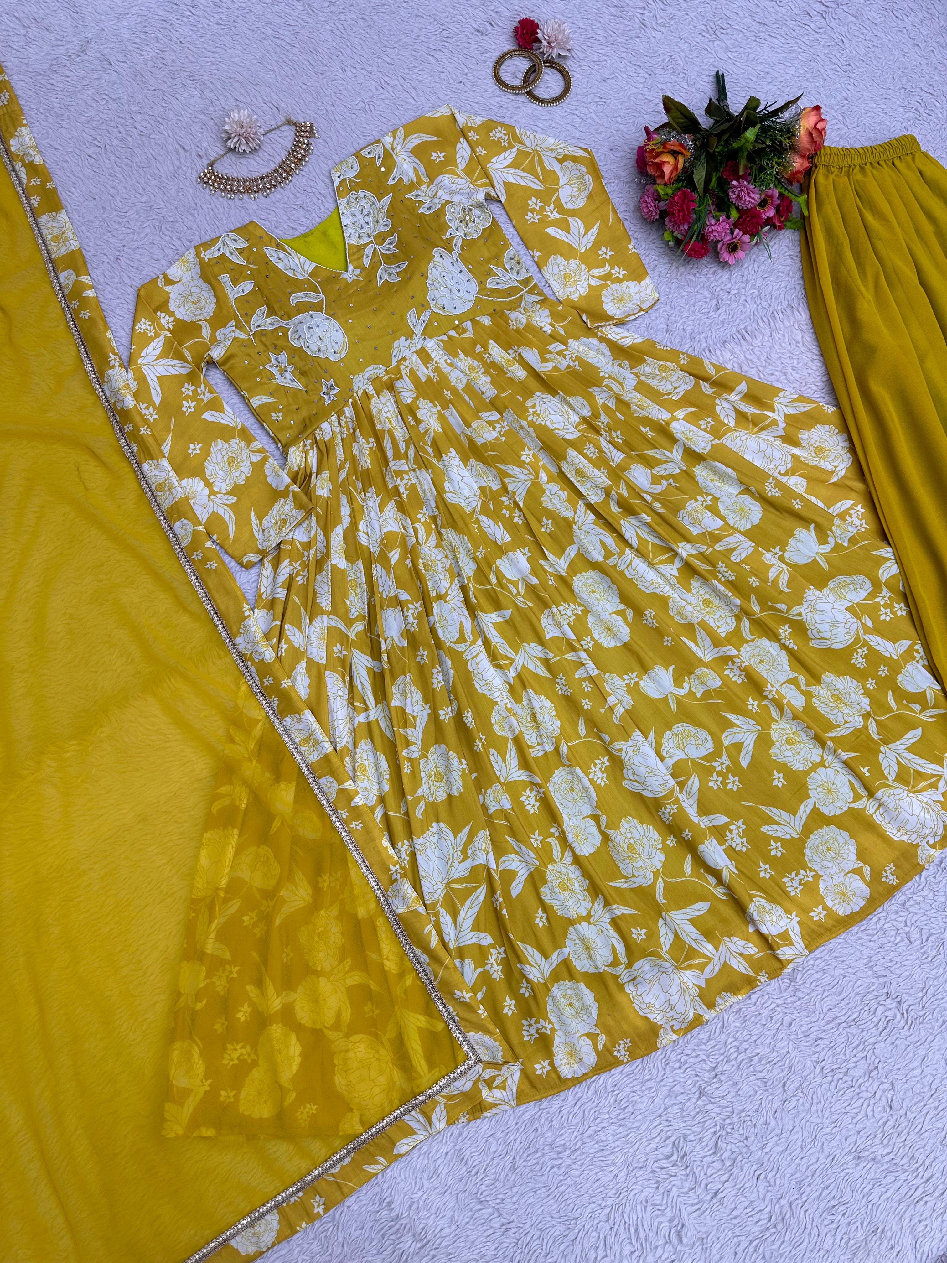 Beautiful Designer Yellow Muslin Cotton Dress