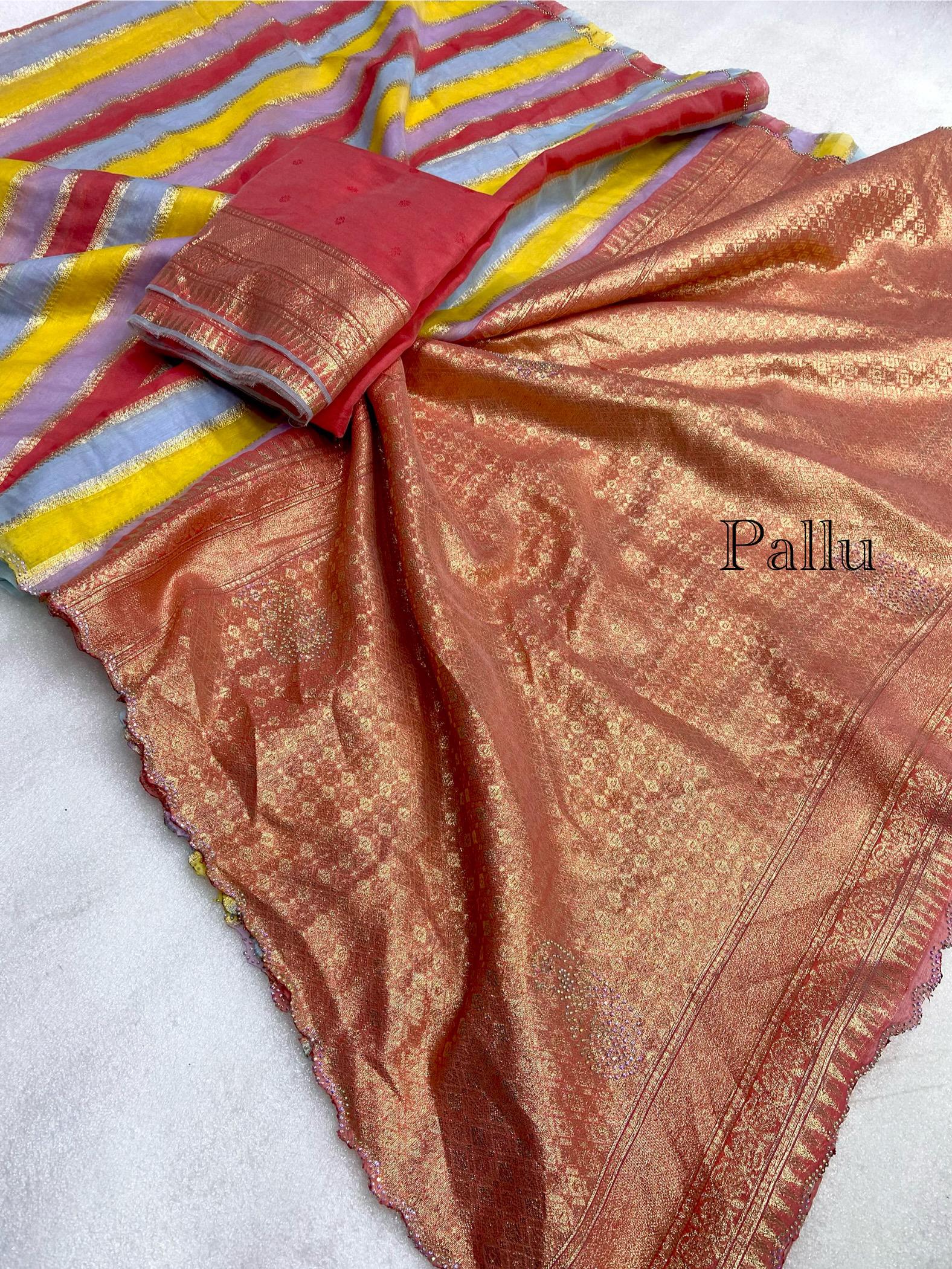 Beautiful Cotton Saree With Heavy Rich Siroski Pallu