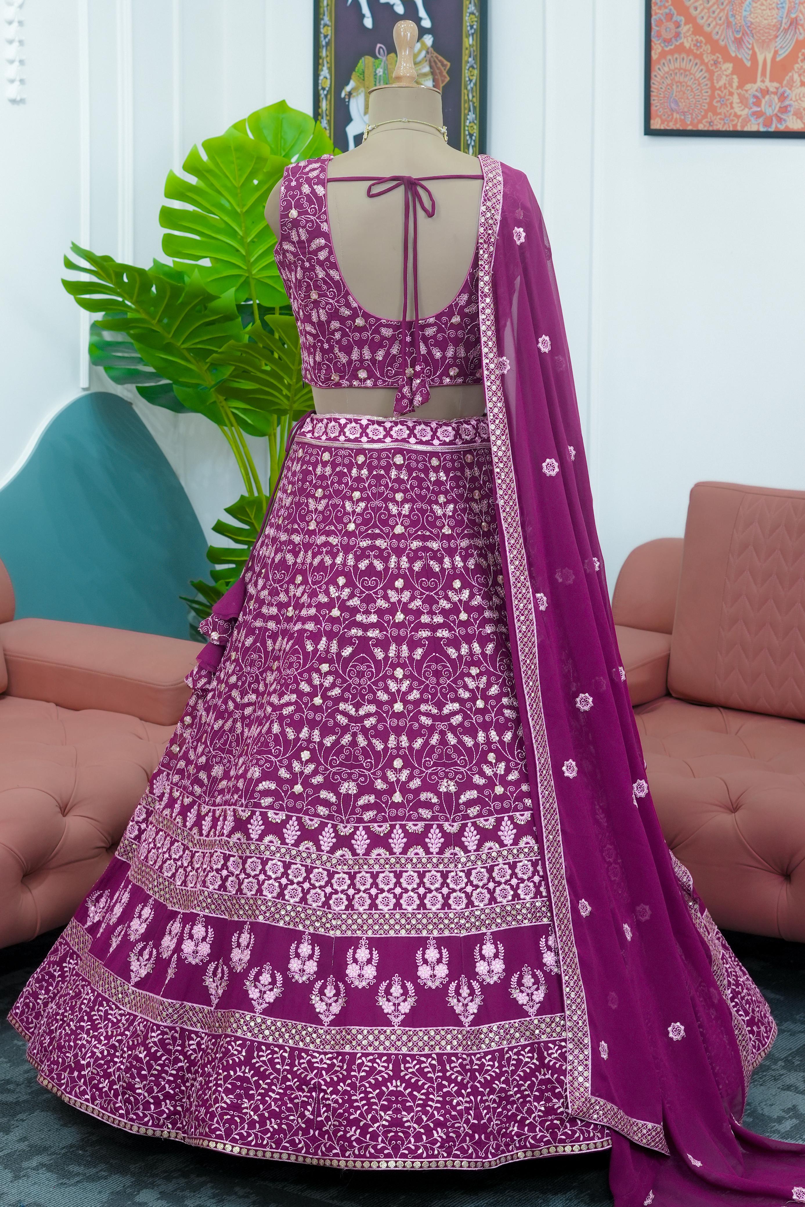 Purple Fancy Designer Georgette Lehenga Choli