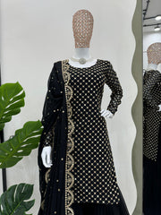 Partywear Black Georgette Thread & Sequence Work Salwar Suit