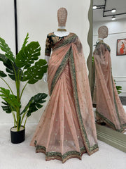 Awesome Beautiful Designer Twil Net Saree