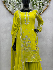 Beautiful Designer Georgette Sequence & Thread Sharara