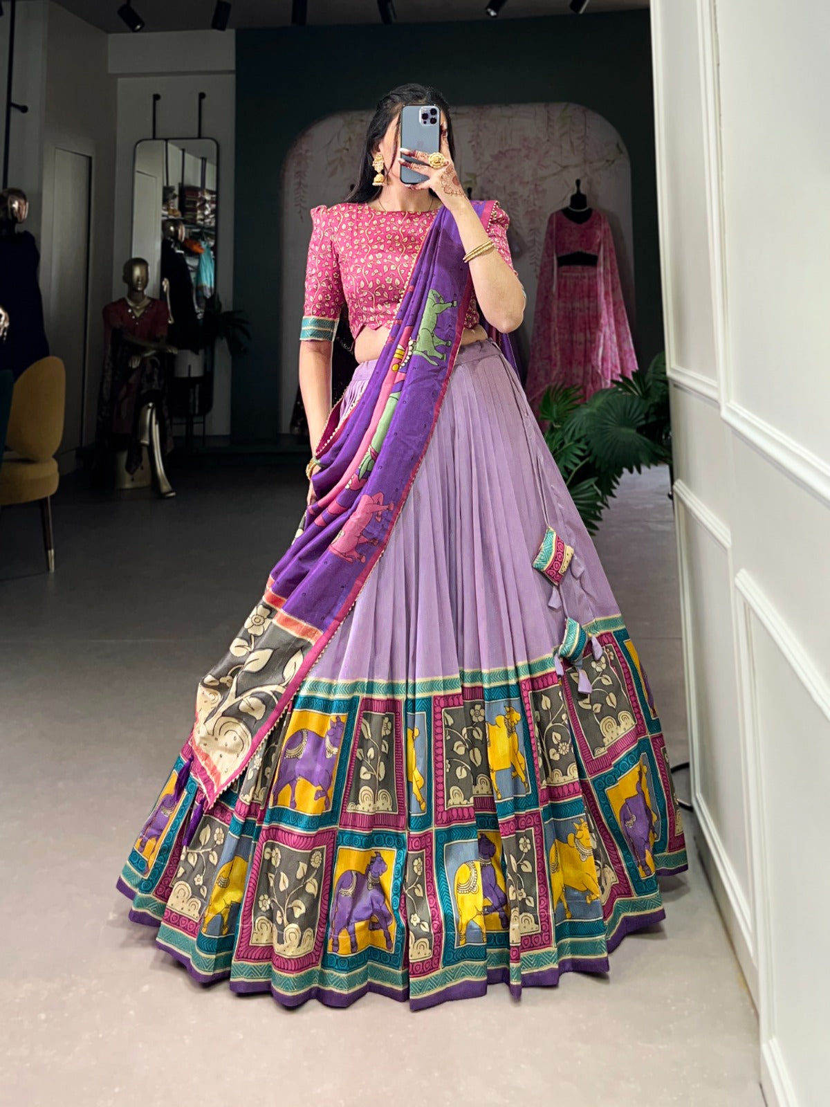 Beautiful Traditional Shining Tussar Silk Lehenga Choli