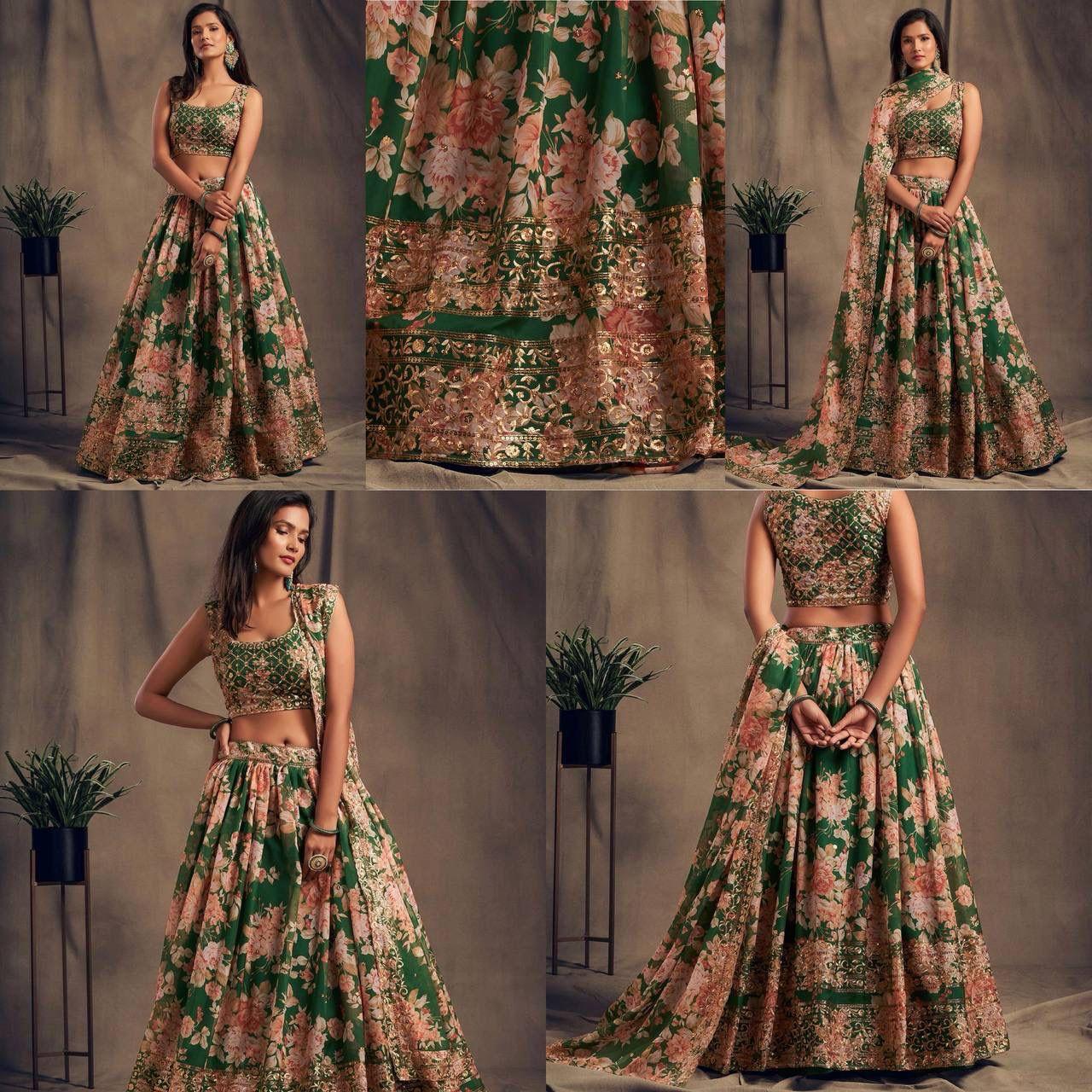 Party-wear Soft Organza With Digital Printed Lehenga Choli