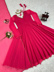 Pink Elegant Beautiful Designer Georgette Gown