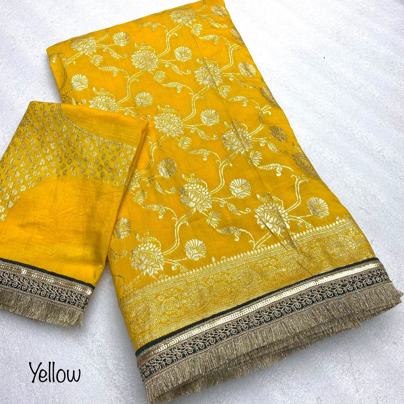 Beautiful Viscos Flower Design Work Saree