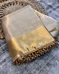 South Indian Special beautiful Banarsi Handloom Golden Tissue Silk Saree