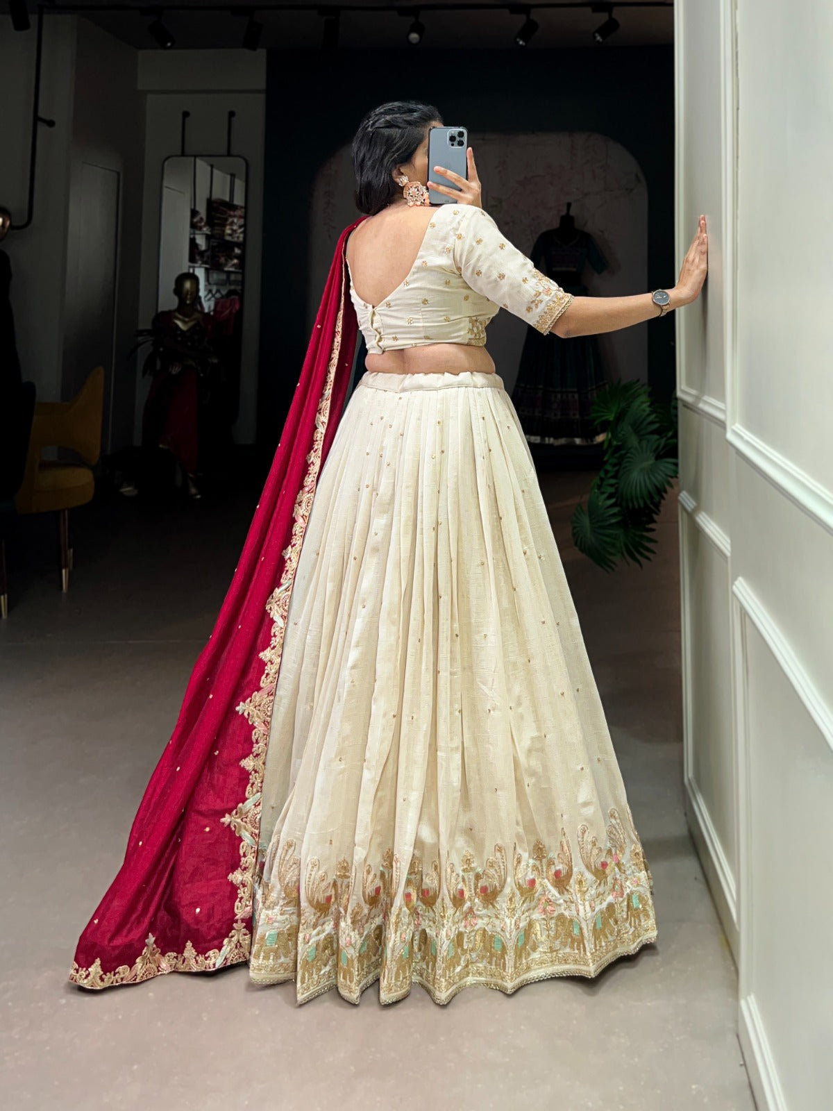 Bridesmaid Special Vichitra Silk Sequence & Embroidery Work Lehenga Choli