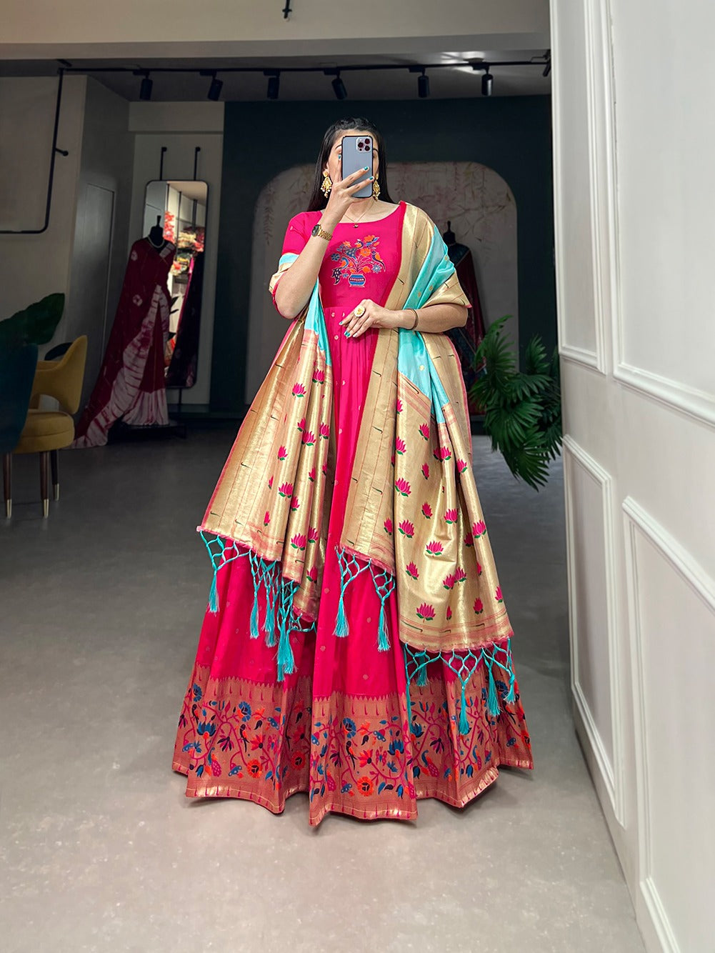 Beautiful Georgette Patithani Silk Gown