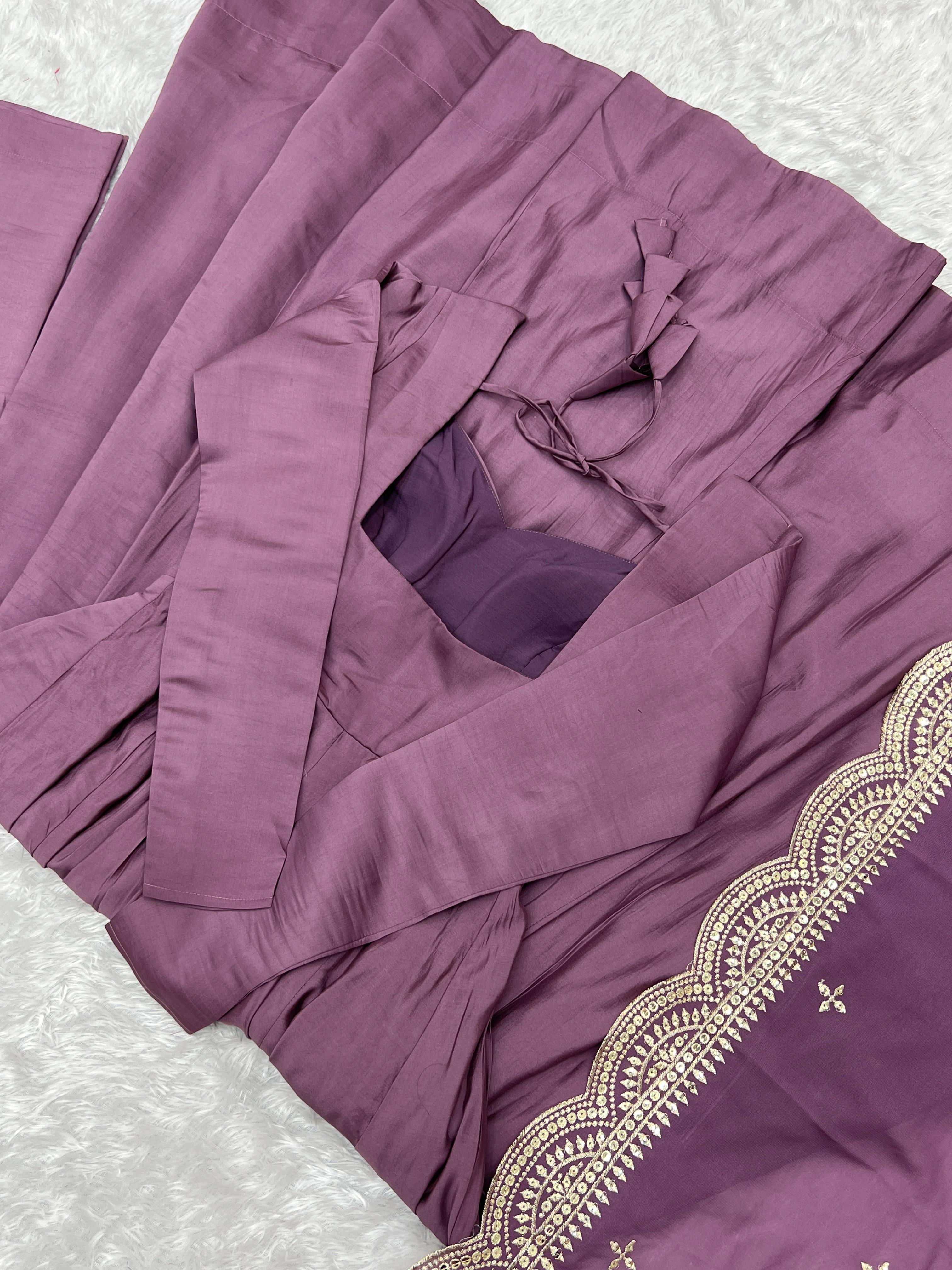 Stunning Purple Ready To Wear Anarkali Gown