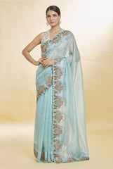 Pure Soft Teby Organza with Heavy Embroidery Work Saree