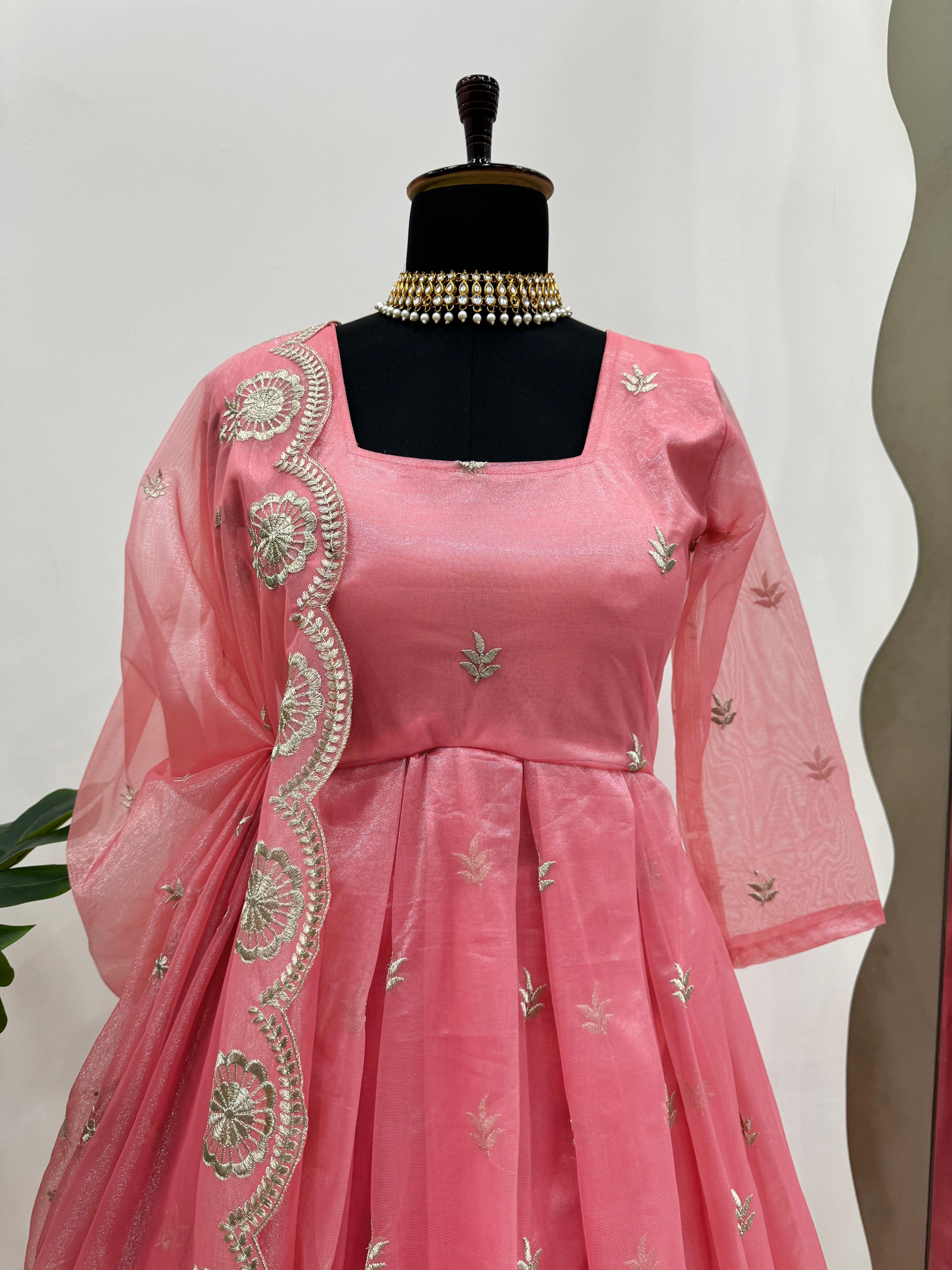 Traditional Beautiful Organza Silk Thread With Sequence Work Gown